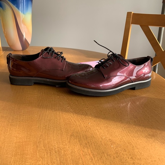 COOL ๐ AGL Patent Leather Loafers Burgundy Maroon Size 6 Made in Italy -New! - Picture 8 of 15